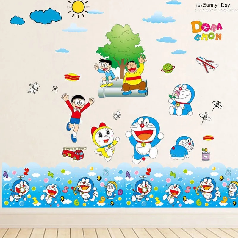 【wuxiang】Doraemon Children s Room Cartoon Anime Wall Stickers Bedroom