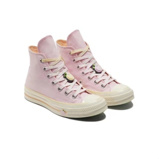 ▽Converse Chuck Taylor All Star 1970S รองเท้าผ้าใบทรงสูง2022ฤดูใบไม้ผลิใหม่สีชมพูพีชสีขาวแตงโม High-Top Casual Sรองเท้าผ