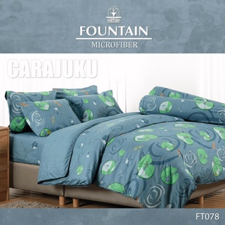 FOUNTAIN ชุดผ้าปูที่นอน พิมพ์ลาย Graphic FT078 สีฟ้าเข้ม #ฟาวเท่น ชุดเครื่องนอน ผ้าปู ผ้าปูเตียง ผ้านวม กราฟฟิก