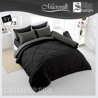 STAMPS ชุดผ้าปูที่นอน สีดำเทา Black Gray ST73 #แสตมป์ส สีดำ ชุดเครื่องนอน ผ้าปู ผ้าปูเตียง ผ้านวม ผ้าห่ม สีพื้น