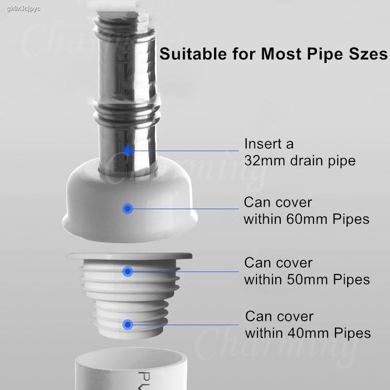 3PC/Set Salur Buang Air Mesin Basuh Drain Core Pipe Connector Sewer Pipe Seal Ring Drain Cap