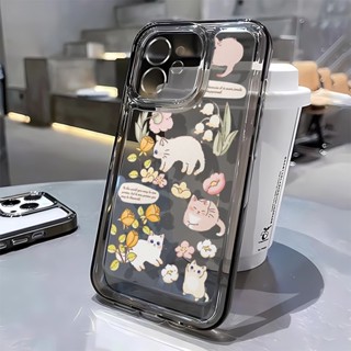 เคสโทรศัพท์มือถือแบบนิ่ม ใส กันรอยเลนส์กล้อง ลายแมว หญ้า แฟชั่น สําหรับ iphone 14 pro max 11 12 13 7 8 Plus X XR XSMax
