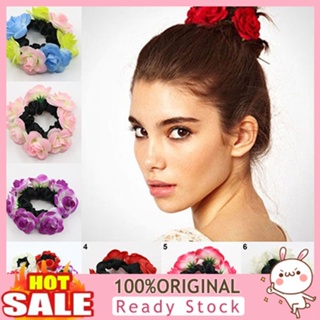 [B_398] Womens Fashion Luxury Floral Bun Hairband Garland Bridal Scrunchie Band