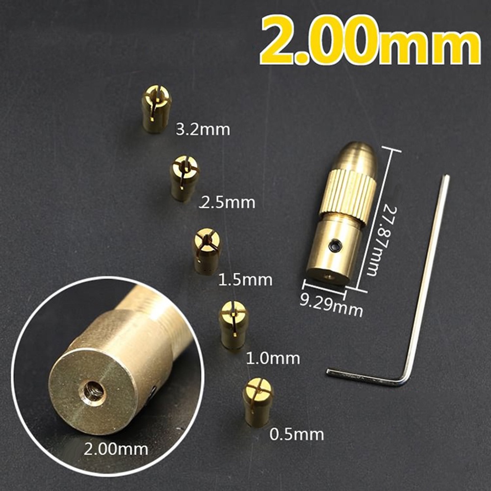 b-398-7pcs-brass-micro-twist-hobby-model-tool-metal-chuck-drill-collet-set