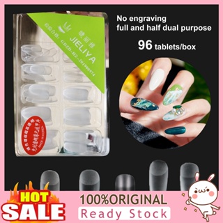[B_398] 96Pcs/Box Seamless Nail Tips Shape Ultra Thin Drop Fold Transparent Frosted Tip for Manicure