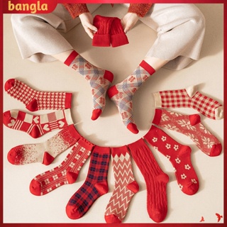 [Bangla] ถุงเท้า ลายสก๊อต แบบนิ่ม ดูดซับความชื้น สําหรับผู้หญิง 1 คู่