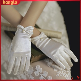 [Bangla] ถุงมือผ้าซาตินนิ่ม 3D สําหรับเจ้าสาว งานแต่งงาน 1 คู่
