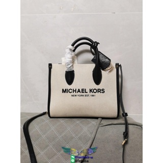 Michael Kors canvas shoulder open tote holiday travel resort beach tote foldable storage handbag