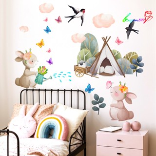 【AG】1 Set Rabbit Pattern Wall Stickers Clear Print PVC Application Wall Decal Sticker Decor