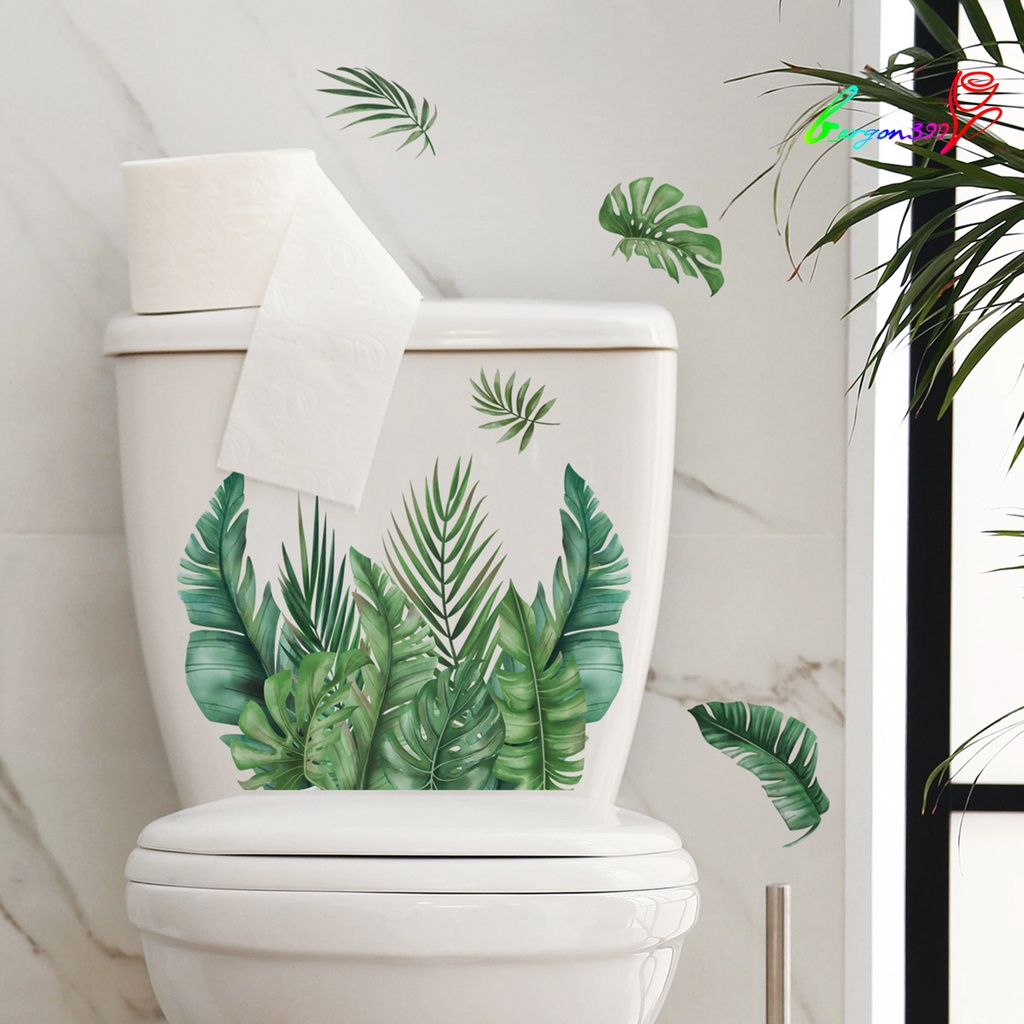 ag-1-sheet-toilet-sticker-self-adhesive-waterproof-no-trace-green-leaves-mural-wall-sticker-bathroom-toilet-decor