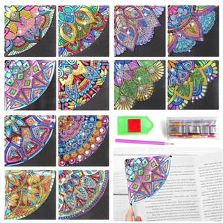Calciwj 4Pcs Triangle Diamond Painting Bookmark DIY Crafts Colorful Flower Diamond Art Page Corner