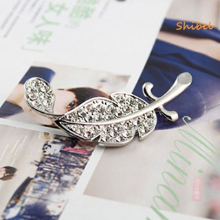 HOT_ ผู้หญิง Leaf Silver TONE Rhinestone งานแต่งงานของขวัญเข็มกลัด