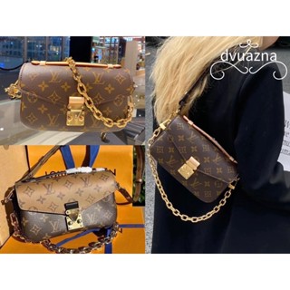 100% แท้ Louis Vuitton/LV Pochette Metis East West กับโซ่ทอง / กระเป๋าสะพายไหล่ที่ถอดออกได้กระเป๋าสะพาย