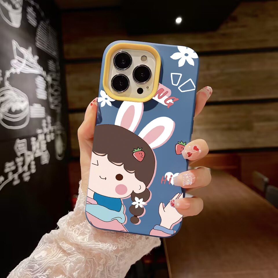 เคสโทรศัพท์มือถือ-ซิลิโคน-ลายหูกระต่าย-3-in-1-สําหรับ-iphone-14promax-13-12-11-7plus-7-x-xs-max-xr