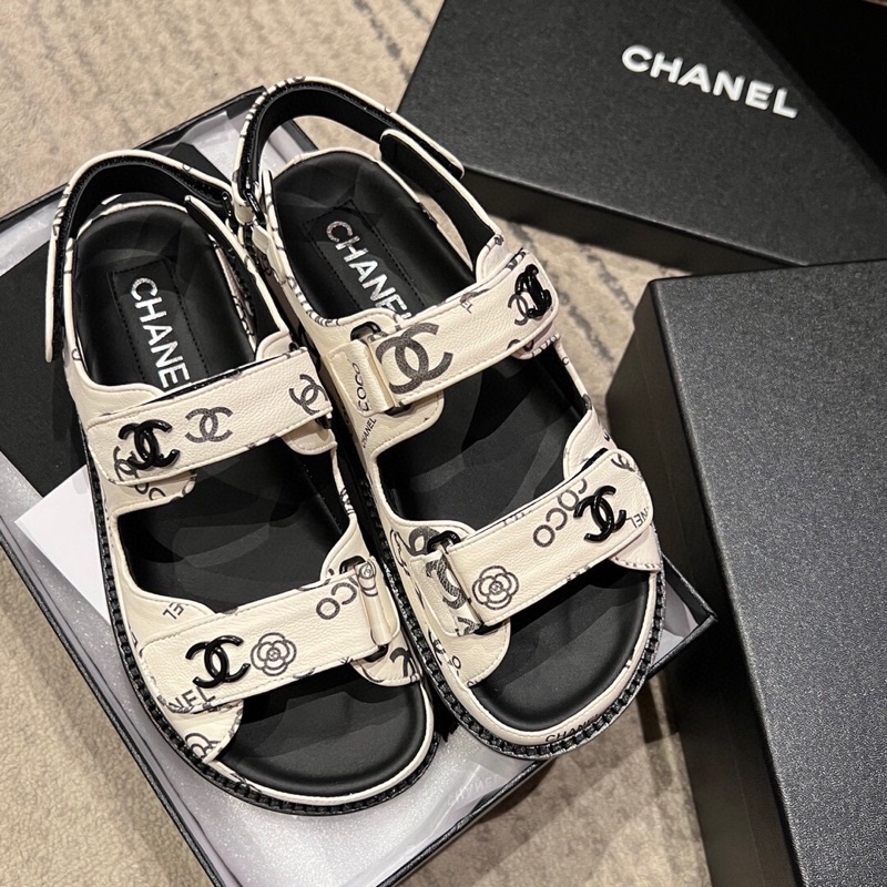 พรี-ราคา4200-chanel-g35927-รองเท้าผู้หญิง-รองเท้าแซนดัลมีสายรัดส้น-ชาแนลหนังแท้-size35-41