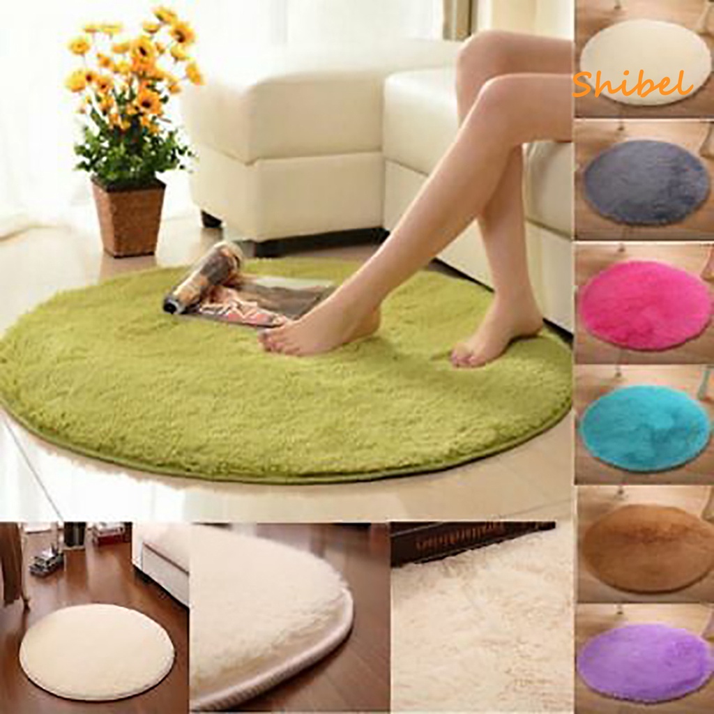 HL_ 40cm Round Bathroom Bedroom Coral Fleece Soft Nonslip Floor Mat