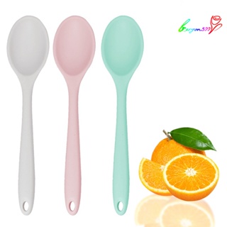 【AG】Soup Spoon Unbreakable Flexible Silicone Long Handle Kitchen Scoop Ladle for