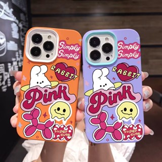 เคสโทรศัพท์มือถือ ซิลิโคน ลายกระต่ายหน้ายิ้ม สําหรับ iPhone 14Promax 13 12 11 7Plus X XR 3 in 1