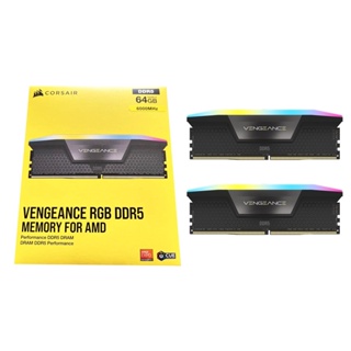 Corsair VENGEANCE RGB DDR5 DRAM 64GB(2x32) 6000MHz C40 Memory Kit (Gray) for AMD