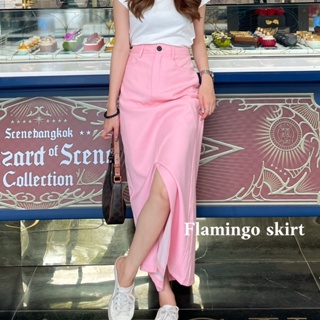 Flamingo skirt - กระโปรงสีชมพูนม