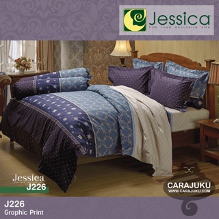 JESSICA ชุดผ้าปูที่นอน พิมพ์ลาย Graphic J226 สีม่วง #เจสสิกา ชุดเครื่องนอน ผ้าปู ผ้าปูเตียง ผ้านวม ผ้าห่ม กราฟิก