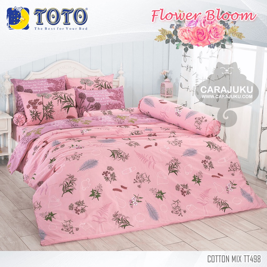 toto-ชุดผ้าปูที่นอน-ลายดอกไม้-nature-flowers-tt498-สีชมพู-โตโต้-ชุดเครื่องนอน-ผ้าปู-ผ้าปูเตียง-ผ้านวม-ผ้าห่ม-กราฟฟิก