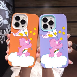 3 in 1 เคสโทรศัพท์ซิลิโคน ลายหมี สีชมพู สําหรับ iPhone 14Promax 13 12 11 7Plus X XR