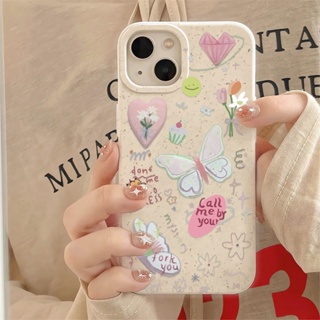 เคสโทรศัพท์มือถือแบบนิ่ม ลายผีเสื้อ ดอกไม้ สีขาว สําหรับ iphone 14promax 11 13 12 7 8 Plus X XR XSMax