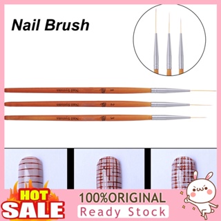 [B_398] 3Pcs/Set Tip Head Nail Pen Ergonomics Handle Nail Art Brush Wooden Handle French Lines Pen for Manicure