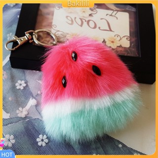 (Bakilili) Cute Watermelon Faux Fur Ball Keychain Bag Car Key Ring Pendant Key Chain Gift