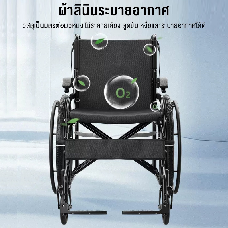 HIMIWAY รถเข็นผู้ป่วย wheelchair รถเข็นผู้ใหญ่ พับได้น้ำหนักเบาท่อเหล็กหนาสกู๊ตเตอร์ผู้สูงอายุรถเข็นแบบพกพา รถเข็นผู้ป่วยพับได้