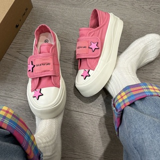 [พร้อมส่ง] Star Velcro รองเท้าผ้าใบ สีขาว สําหรับผู้หญิง