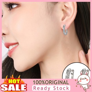 [B_398] 1 Pair Hoop Earrings Sparkling Rhinestone Geometric Round Golden Silver Elegant Nonallergic Women Earrings Fashion Jewelry Gift