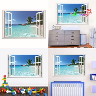 【AG】Home Decor Environmental 3D Window Ocean Beach View Removable Sticker