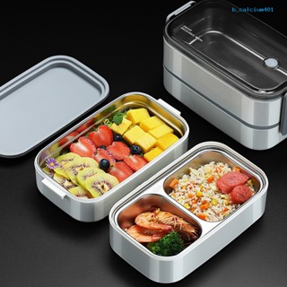 Calciwj Lunch Container Microwave Safe Double-layered Large Capacity Lunch BPA Free Grids Bento Food