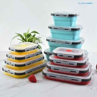 Calciwj 4Pcs Collapsible Food Storage Container With Lids Flat Stackable Refrigerator Food Box Set
