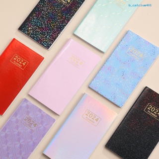 Calciwj A6 2024 English Planner Faux Leather Hardcover 120 Pages Ink-Proof Paper Elegant Journal