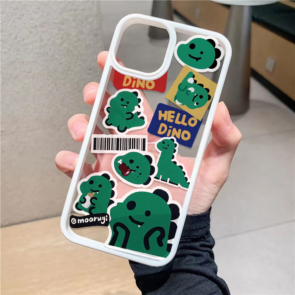 เคสโทรศัพท์มือถืออะคริลิคใส-ลายไดโนเสาร์น่ารัก-สีเขียว-สําหรับ-iphone-14promax-11-13-12-7plus-8-x-xs-max