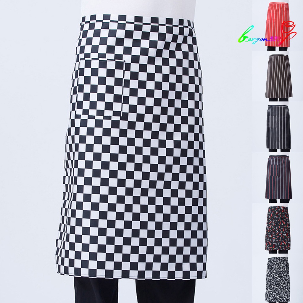 ag-striped-plaid-half-length-short-waist-apron-with-pocket-catering-chef-waiter-bar