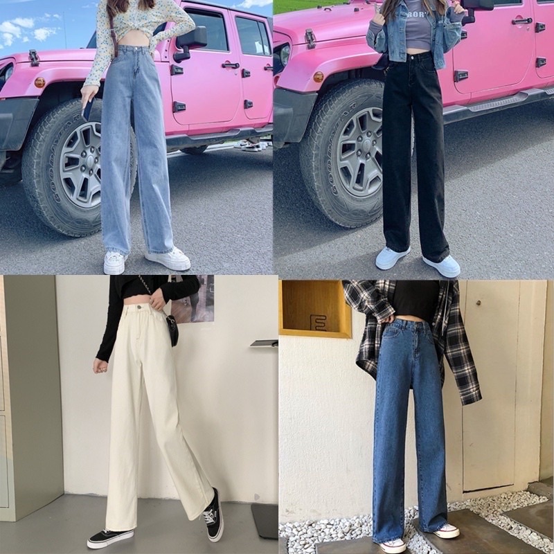 🍓👖 MKL👖🍓พร้อมส่ง 🌟 กางเกงยีนส์ ขายาว เอวสูง ทรงกระบอก เท่ เก๋ๆ ทรงสวย แนววินเทจ #8006 - 2