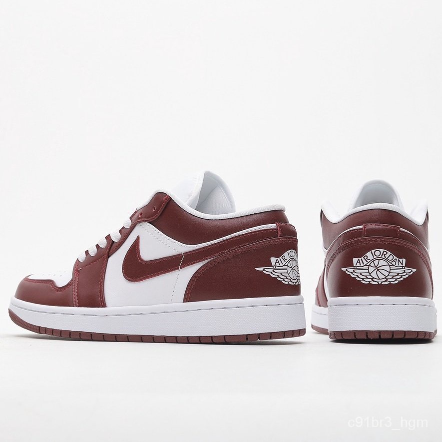 nike-air-jordan-1-low-aj1-รองเท้าผ้าใบลำลองสำหรับบุรุษและสตรีสีแดงและสีขาว