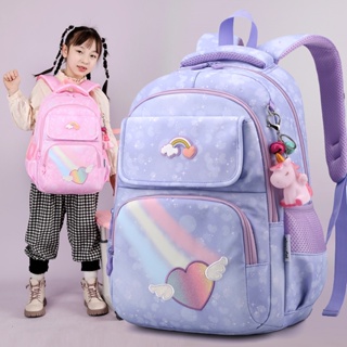 【พร้อมส่ง】▦◆กระเป๋านักเรียน กระเป๋านักเรียนประถมความจุขนาดใหญ่กันน้ำกระเป๋านักเรียนหญิง（กับจี้）อายุ 6-12 ปี
