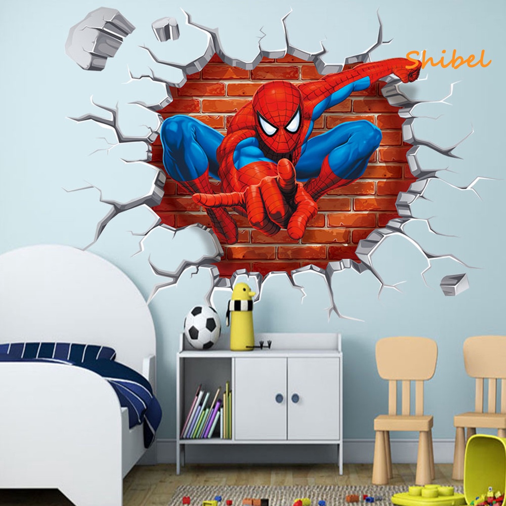 hot-สติ๊กเกอร์ติดผนังการ์ตูนผล-spiderman-wall-decal-ของขวัญตกแต่งบ้านสำหรับห้องเด็ก