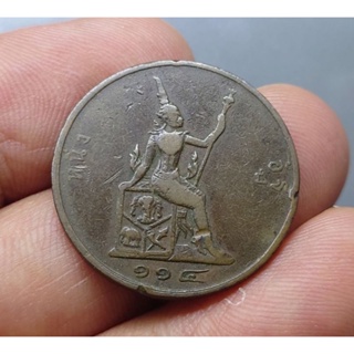 เหรียญทองแดง หนึ่งอัฐ (1อัฐ) แท้ 💯% เงินโบราณ สมัย ร.5 พิมพ์ใหญ่ หางยาว ร.ศ.114 พระบรมรูป-พระสยามเทวาธิราช รัชกาลที่5