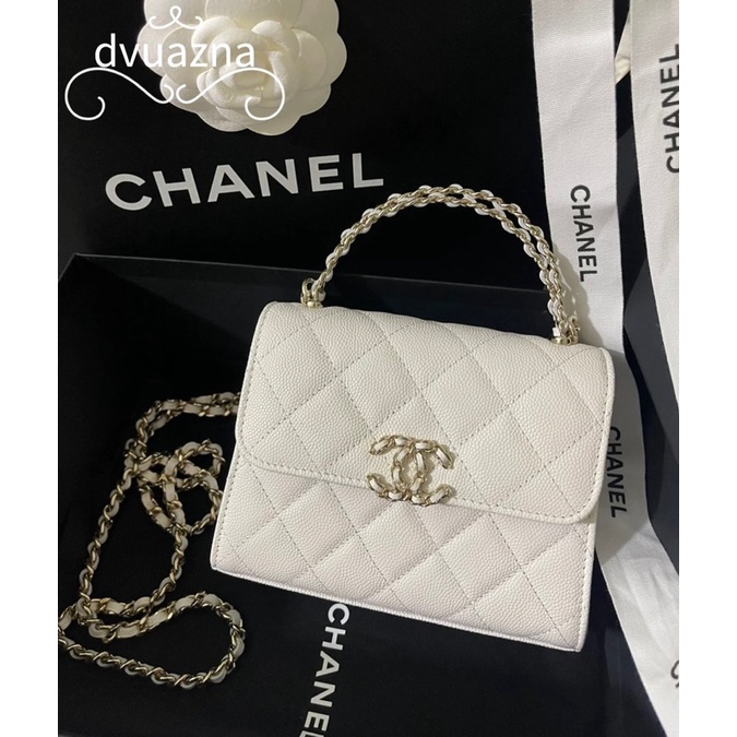 แบรนด์ใหม่-100-ของแท้-chanel-23p-kelly-กระเป๋าถือขนาดเล็กกระเป๋าสะพายไหล่ข้างหนึ่ง