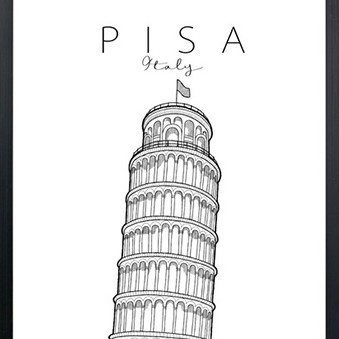 chic-republic-tower-of-pisa-45x60-ภาพติดฝาผนัง-สี-ดำ-หลากสี