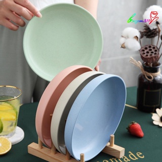 【AG】Dinner Plate Solid Color Smooth Surface Easy Cleaning Microwave Food Grade Round Shape Plate