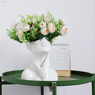 [In Stock]Flower Vase Human Face Art Ornaments Ceramics Vases White Simplicity Home Decoration