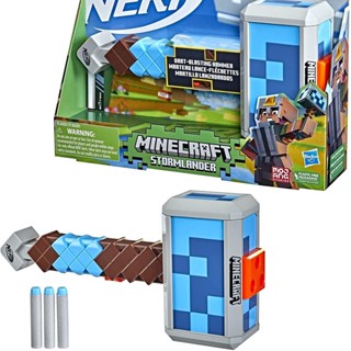 ☸♈Hasbro Nerf Minecraft Stormlander Minecraft Hammer Soft Bullet Launcher