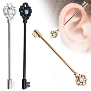 Calciumps Hollow Key Industrial Barbell Earring Stainless Steel Cartilage Piercing Jewelry